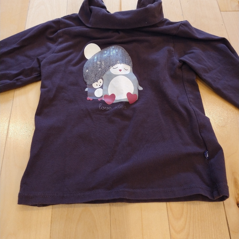 2T Obaibi purple turtleneck penguin with sequin hat French